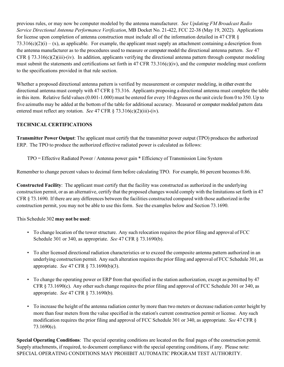 Instructions for FCC Form 2100 Schedule 302-FM Fm Station License Application, Page 13