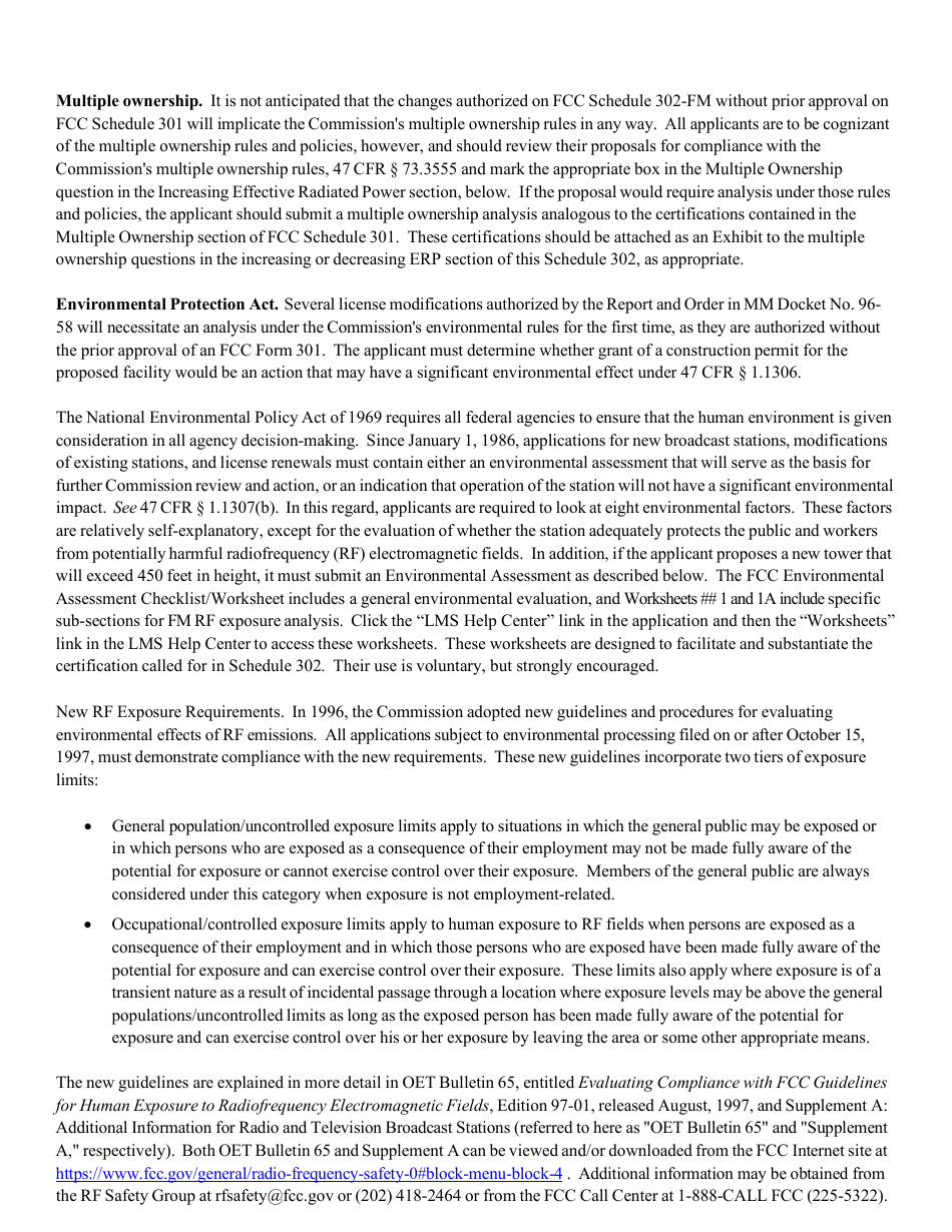 Instructions for FCC Form 2100 Schedule 302-FM Fm Station License Application, Page 4