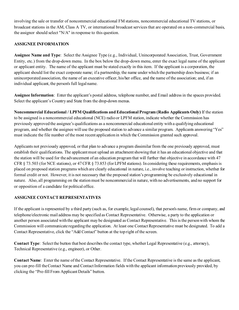 Instructions for FCC Form 2100 Schedule 314 Application for Consent to Assignment of Broadcast Station Construction Permit or License, Page 11
