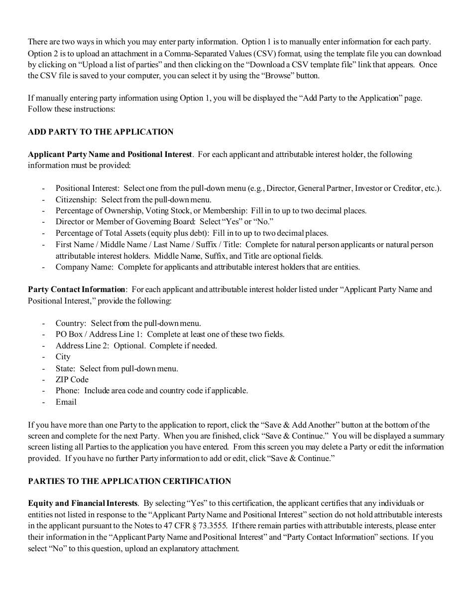 Instructions for FCC Form 2100 Schedule 314 Application for Consent to Assignment of Broadcast Station Construction Permit or License, Page 15