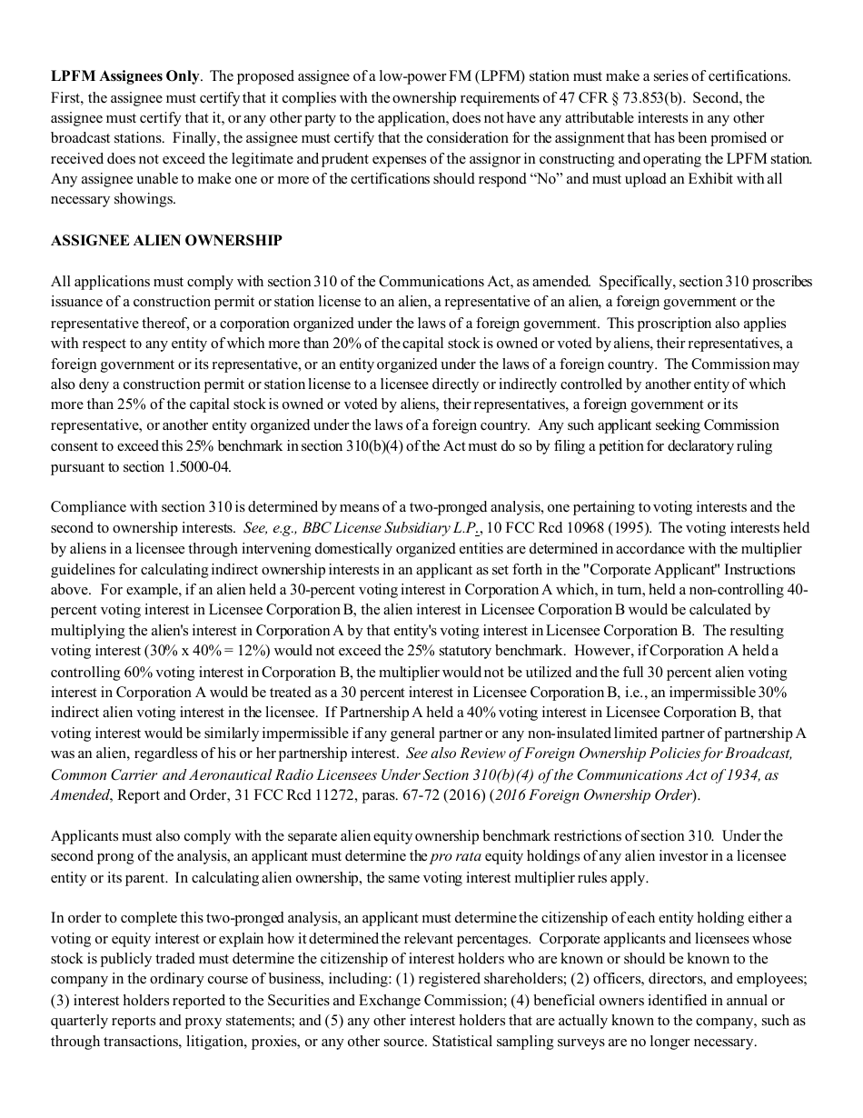 Instructions for FCC Form 2100 Schedule 314 Application for Consent to Assignment of Broadcast Station Construction Permit or License, Page 21
