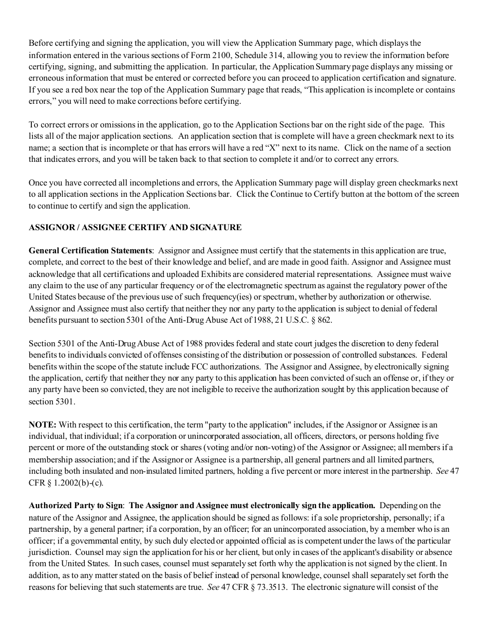 Instructions for FCC Form 2100 Schedule 314 Application for Consent to Assignment of Broadcast Station Construction Permit or License, Page 25