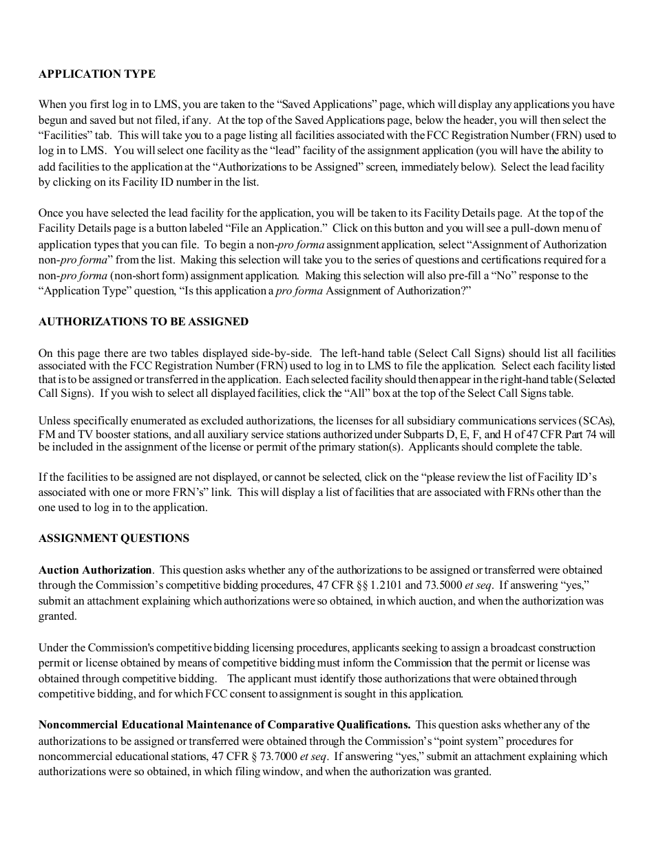 Instructions for FCC Form 2100 Schedule 314 Application for Consent to Assignment of Broadcast Station Construction Permit or License, Page 5