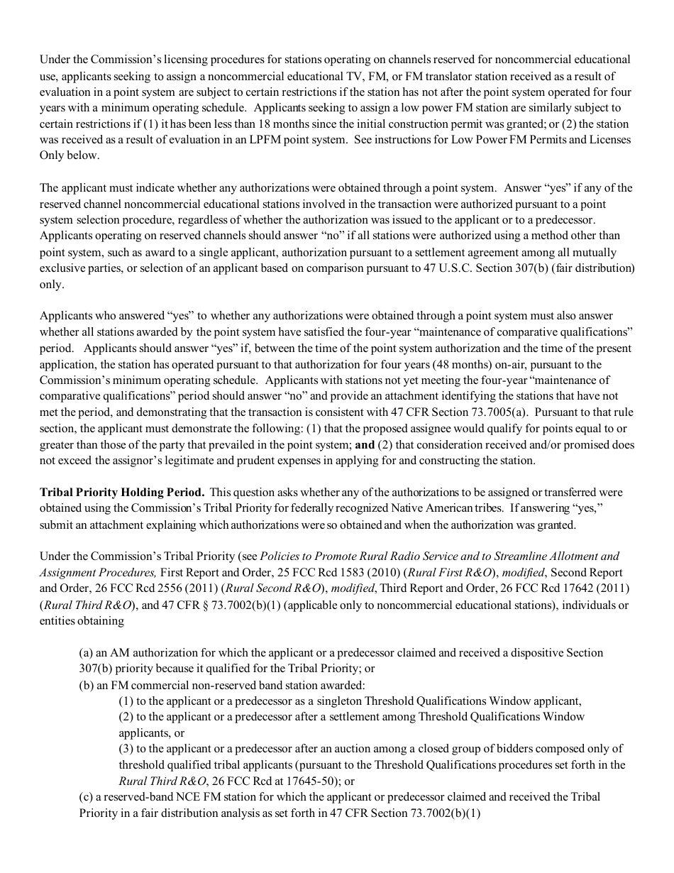 Instructions for FCC Form 2100 Schedule 314 Application for Consent to Assignment of Broadcast Station Construction Permit or License, Page 6