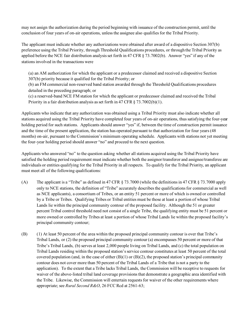 Instructions for FCC Form 2100 Schedule 314 Application for Consent to Assignment of Broadcast Station Construction Permit or License, Page 7
