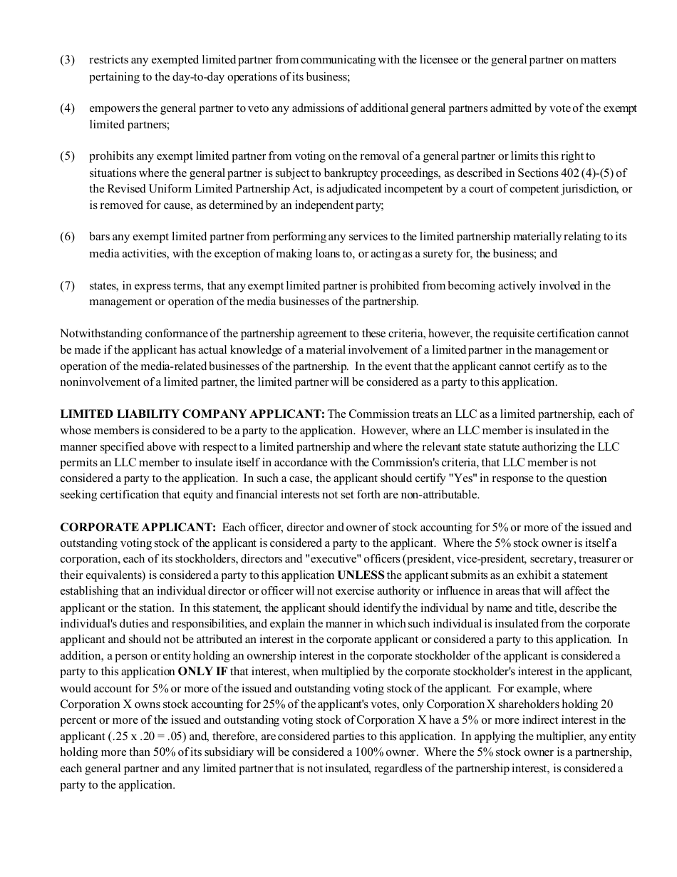 Instructions for FCC Form 2100 Schedule 315 Application for Consent to Transfer Control of Entity Holding Broadcast Station Construction Permit or License, Page 16