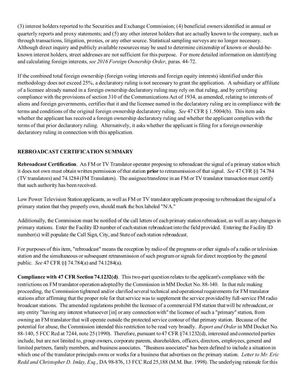 Instructions for FCC Form 2100 Schedule 315 Application for Consent to Transfer Control of Entity Holding Broadcast Station Construction Permit or License, Page 24
