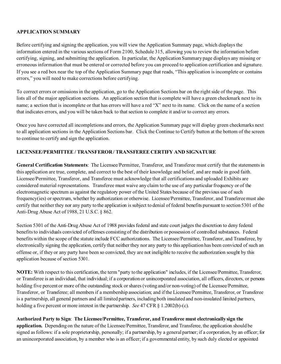Instructions for FCC Form 2100 Schedule 315 Application for Consent to Transfer Control of Entity Holding Broadcast Station Construction Permit or License, Page 27