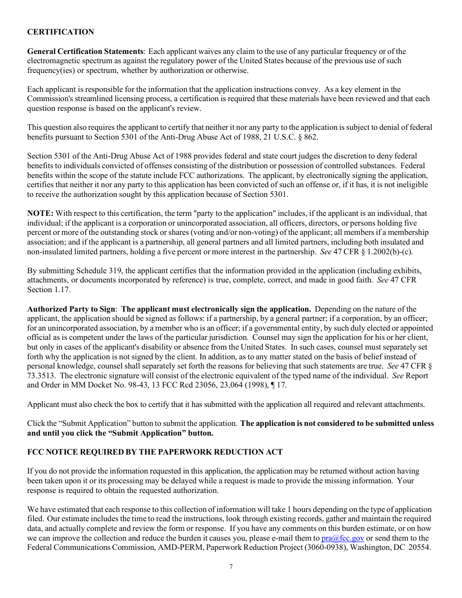 Instructions for FCC Form 2100 Schedule 319 Low Power Fm Station License Application, Page 7