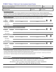 Form P8110 Phrst Direct Deposit Authorization Form - Delaware