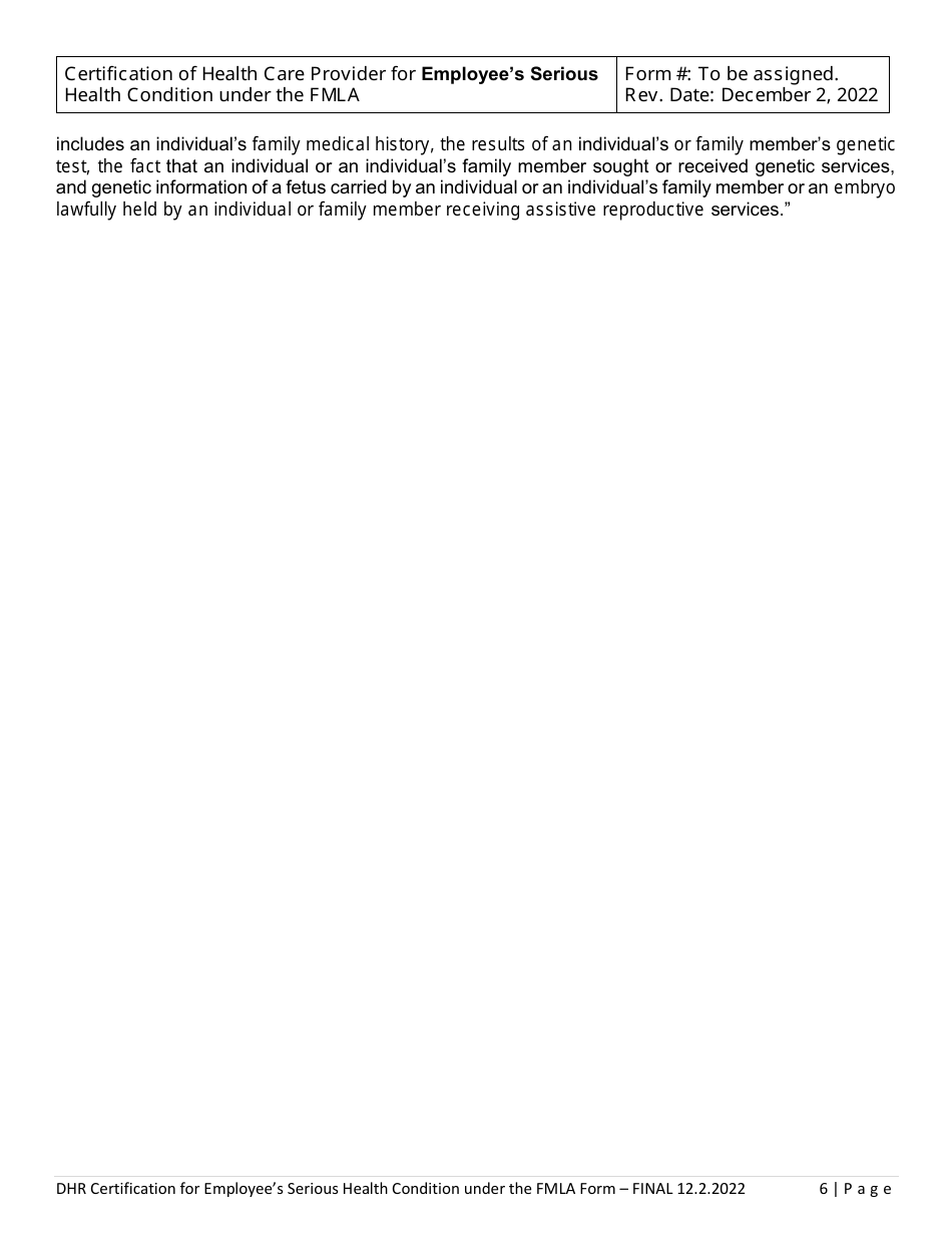 Certification of Health Care Provider for Employees Serious Health Condition Under the Family and Medical Leave Act - Delaware, Page 6