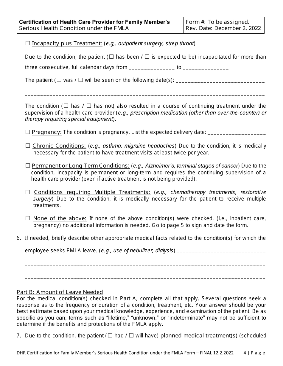 Delaware Certification of Health Care Provider for Family Member's