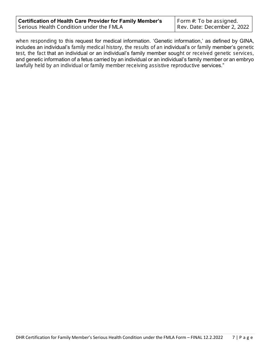 Certification of Health Care Provider for Family Members Serious Health Condition Under the Family and Medical Leave Act - Delaware, Page 7