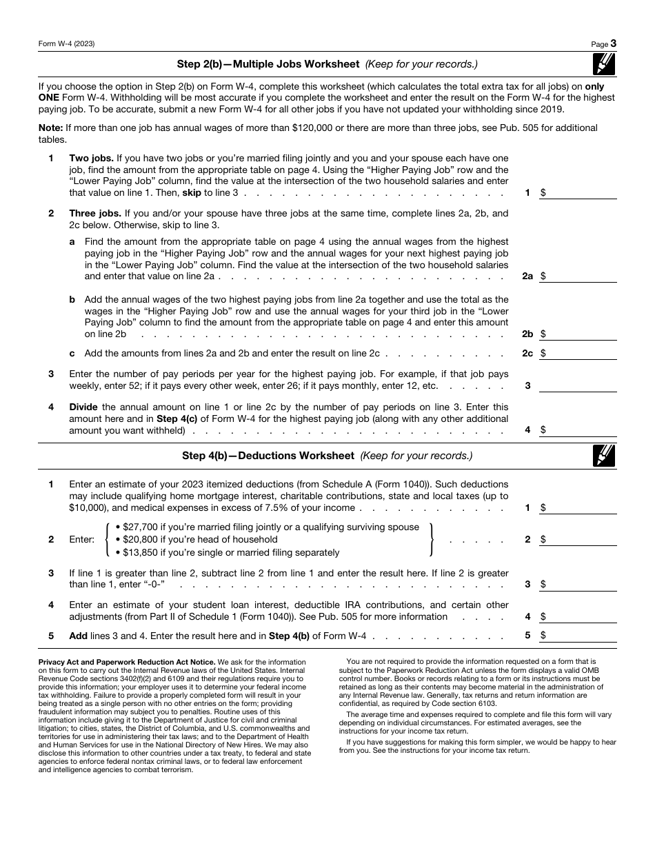 IRS Form W4 Download Fillable PDF or Fill Online Employee's