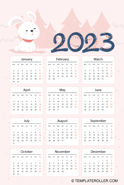 2023 Yearly Calendar Preview