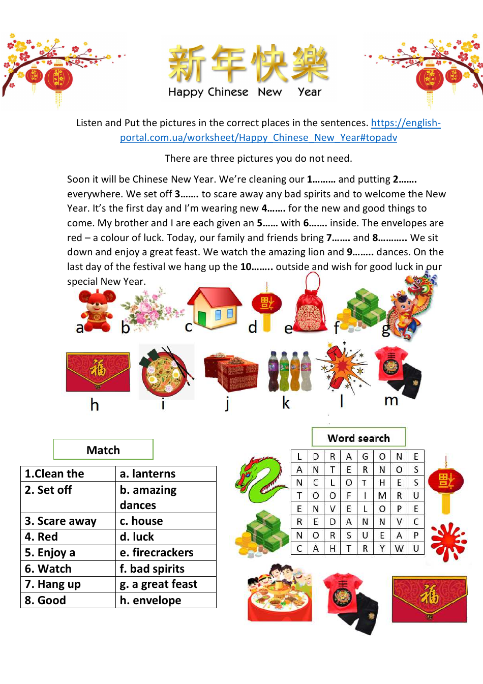 Happy Chinese New Year Word Search Preview