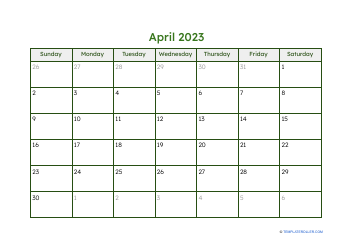 April 2023 Calendar Template