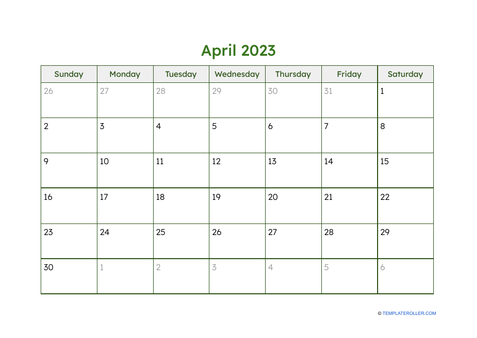 April 2023 Calendar Template – Free download and printable calendar image for April 2023, artistically-designed with professional templates and elegant color schemes.