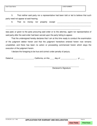 Form SC-2005 Application for Warrant and Declaration - County of Santa Barbara, California, Page 2