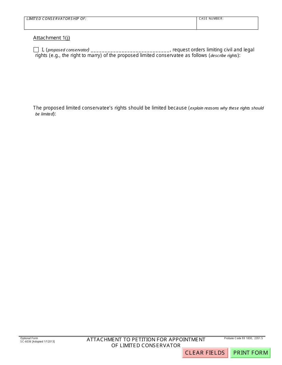 Form SC-6036 Attachment to Petition for Appointment of Limited Conservator - County of Santa Barbara, California, Page 4