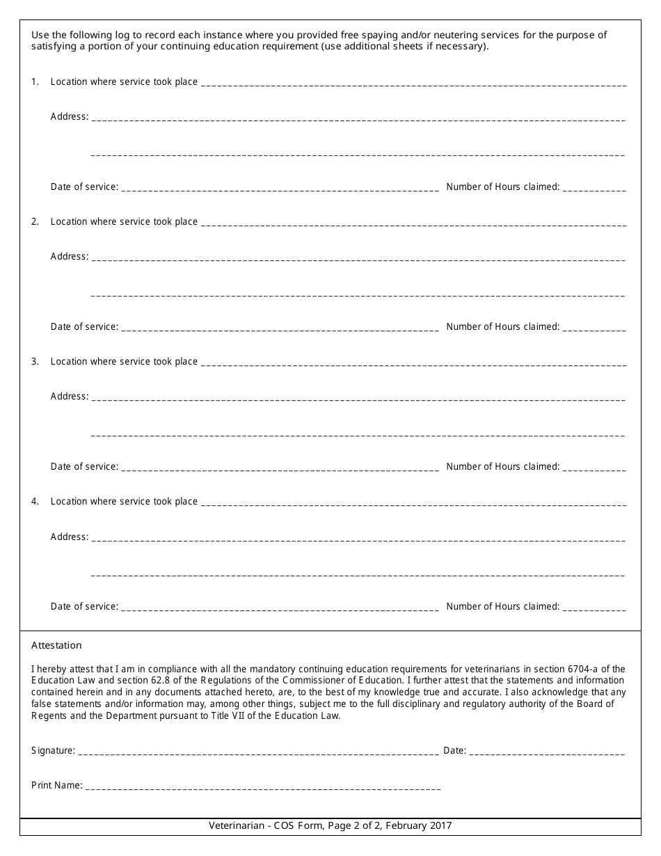 Veterinarian Form COSN - Fill Out, Sign Online and Download Printable ...