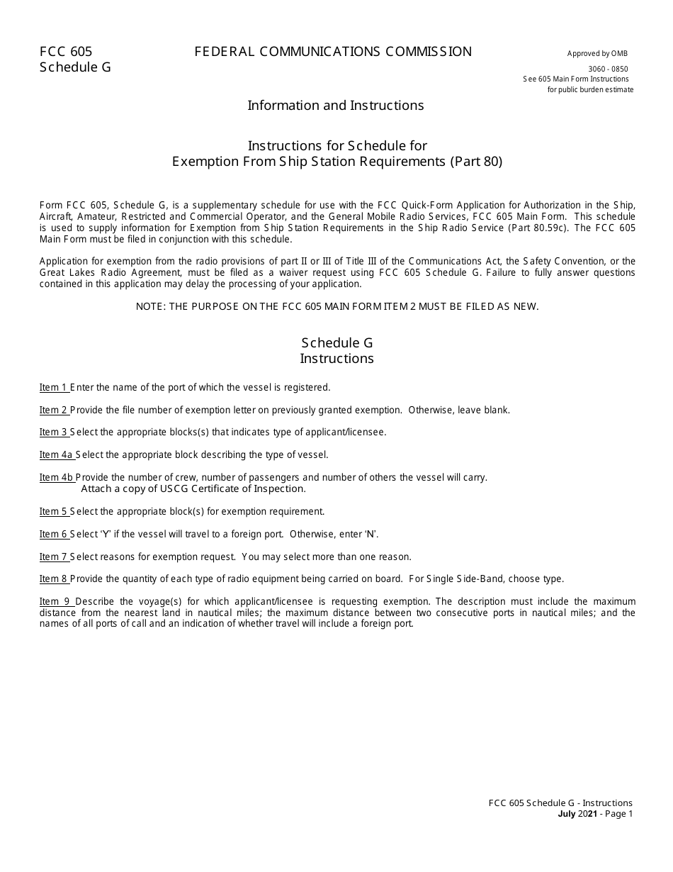 FCC Form 605 Quick-Form Application for Authorization in the Ship, Aircraft, Amateur, Restricted and Commercial Operator, and General Mobile Radio Services, Page 28