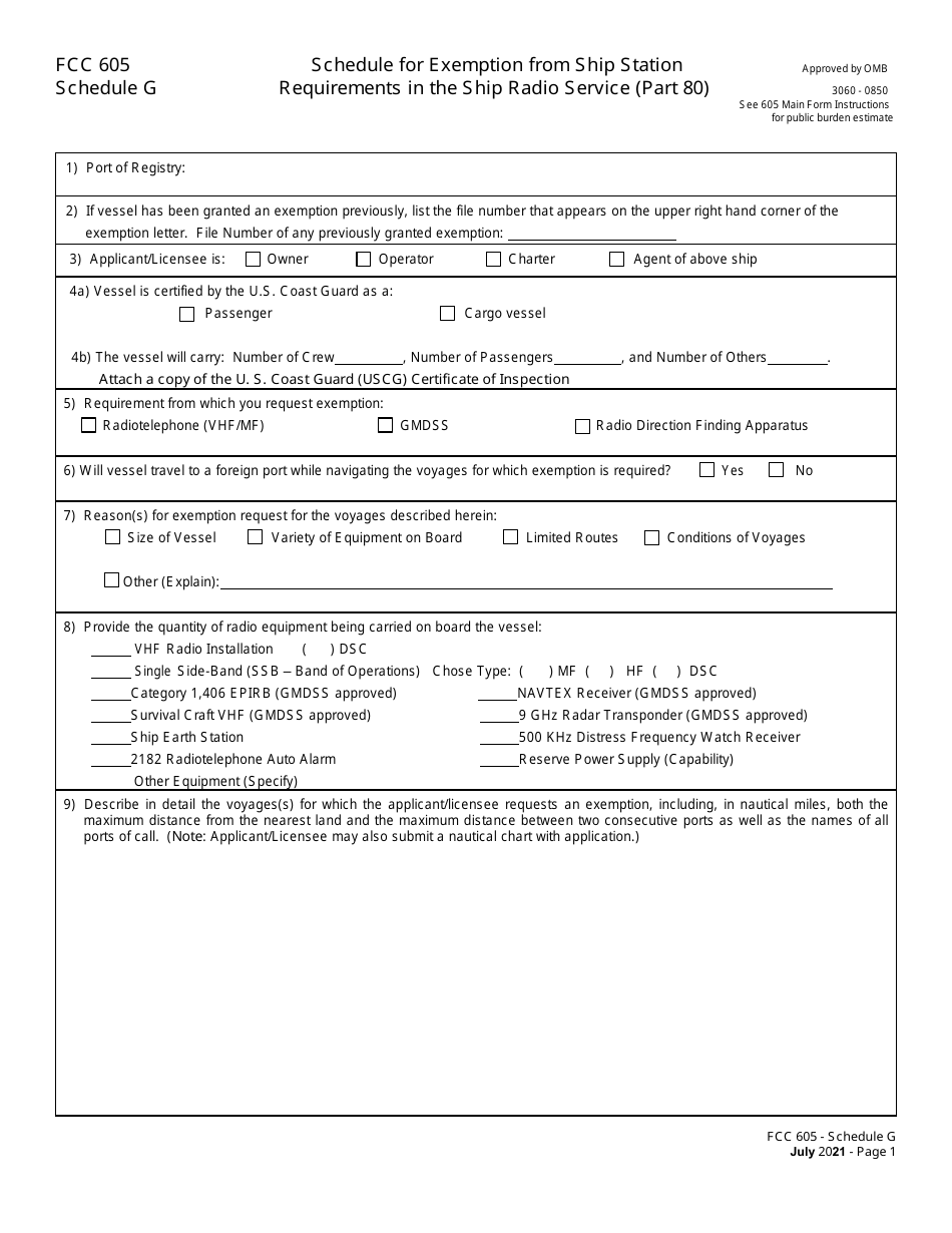 FCC Form 605 Quick-Form Application for Authorization in the Ship, Aircraft, Amateur, Restricted and Commercial Operator, and General Mobile Radio Services, Page 29