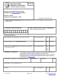 Form LLC-12 Statement of Information (Limited Liability Company) - California, Page 2