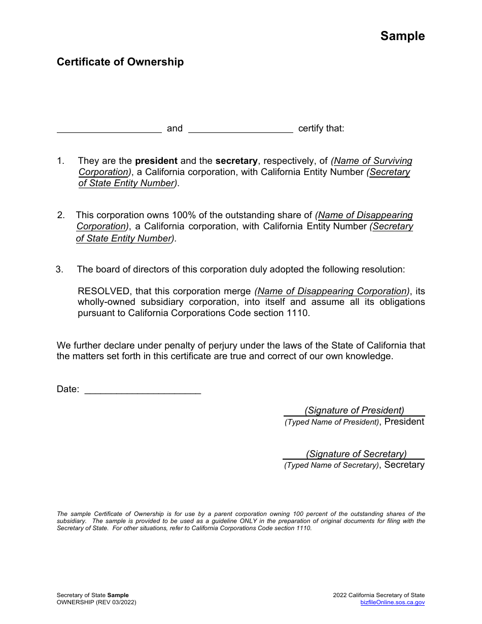Corporate Mergers Samples - California, Page 2
