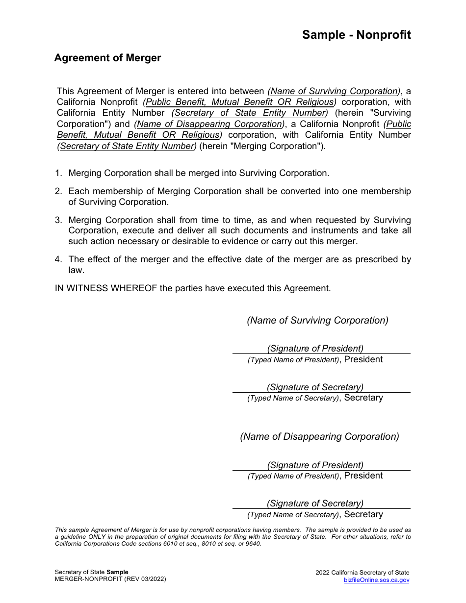 Corporate Mergers Samples - California, Page 5