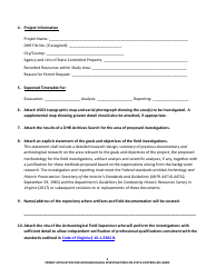 Permit Application for Archaeological Investigations on State-Controlled Lands - Virginia, Page 2
