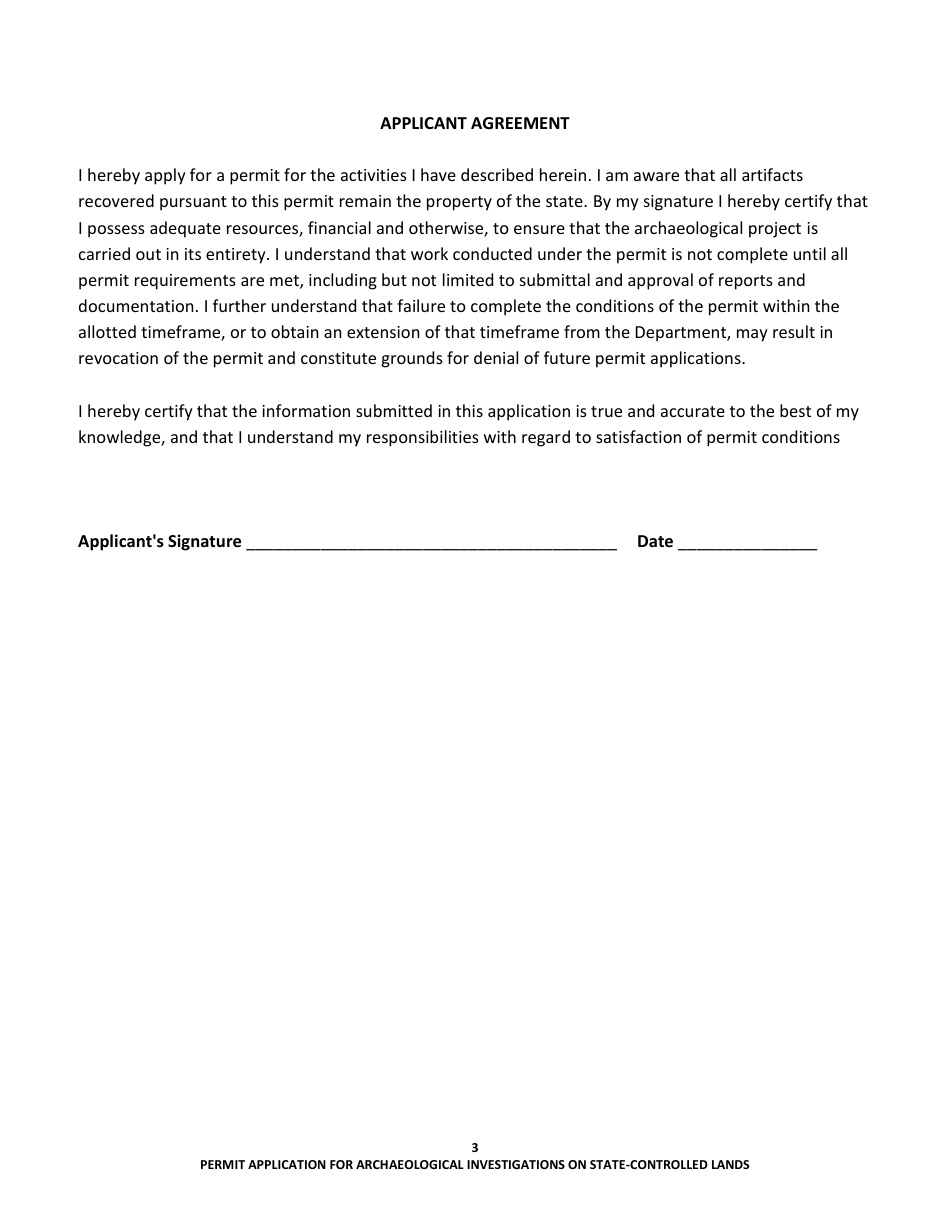 Permit Application for Archaeological Investigations on State-Controlled Lands - Virginia, Page 3