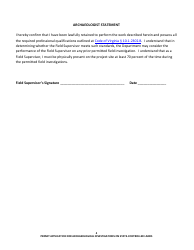 Permit Application for Archaeological Investigations on State-Controlled Lands - Virginia, Page 4