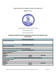 Document preview: Virginia Historical African American Cemetery and Graves Fund Application Form - Virginia