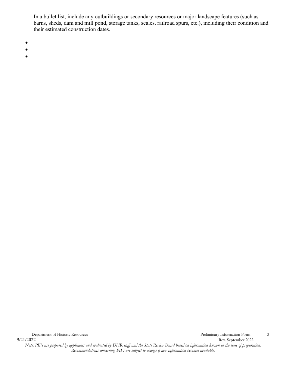 Preliminary Information Form (PIF) for Individual Properties - Virginia, Page 4