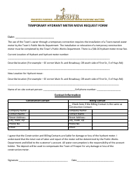 Document preview: Temporary Hydrant Meter Move Request Form - Town of Prosper, Texas