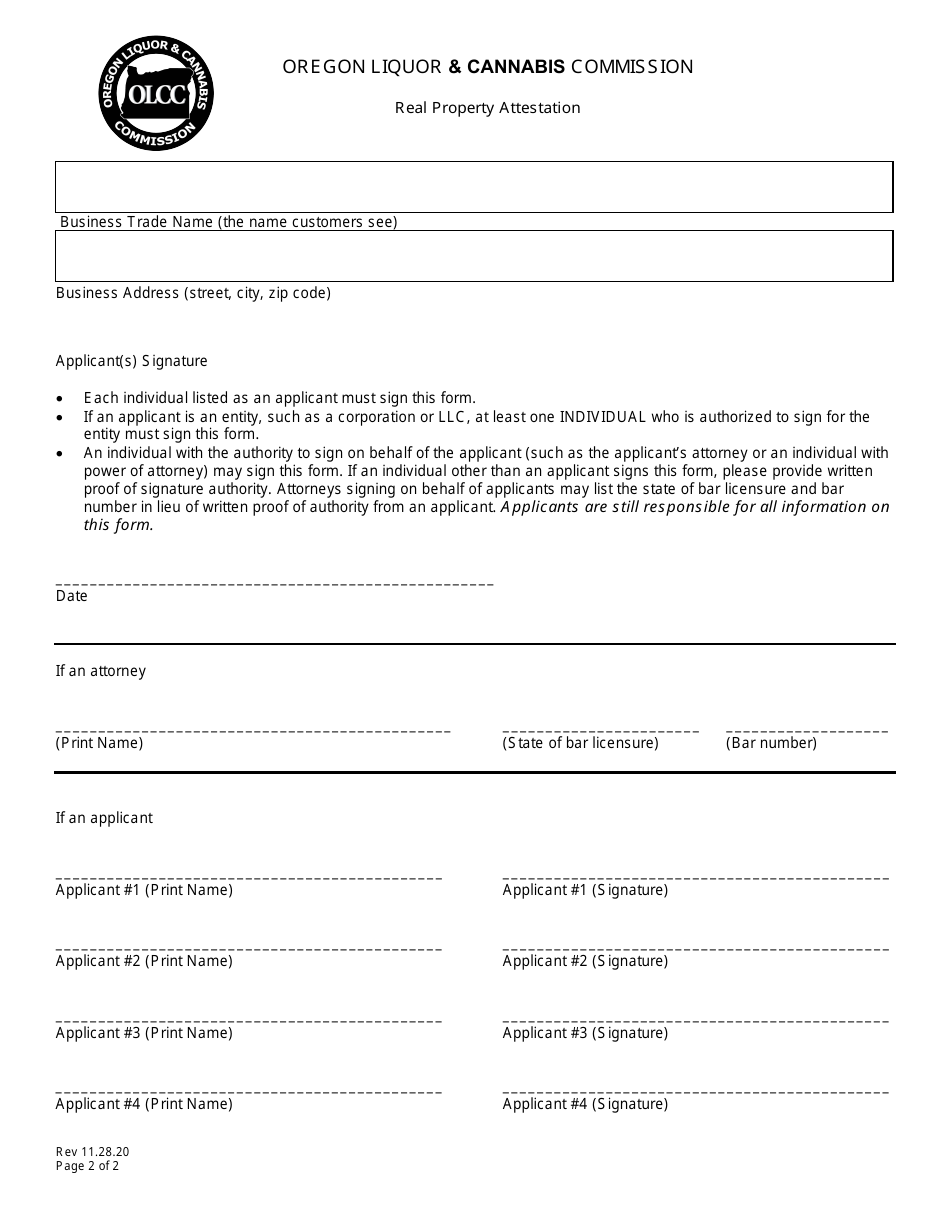 Real Property Attestation - Oregon, Page 2