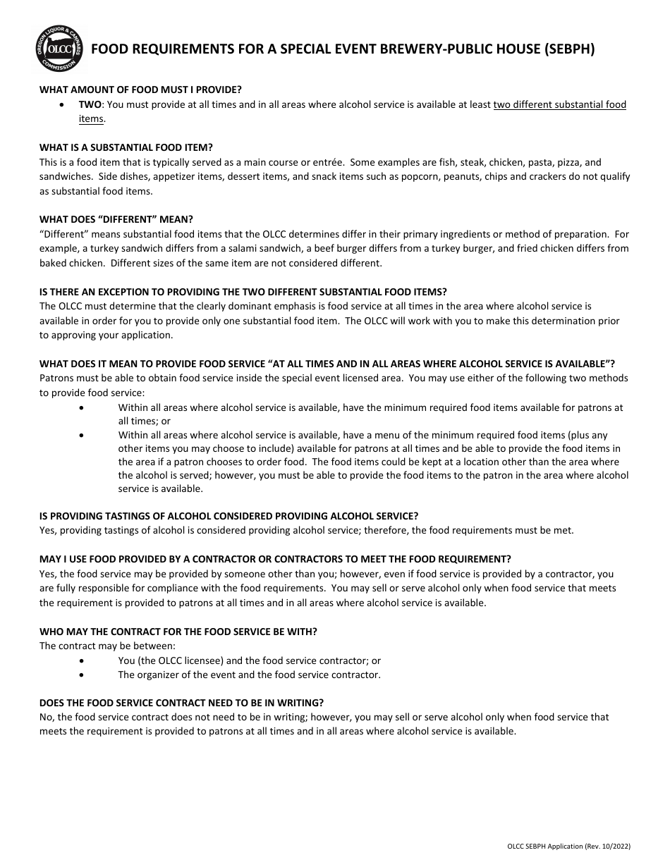 Special Event Brewery-Public House (Sebph) Application - Oregon, Page 3