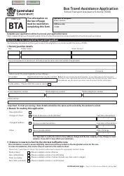 Document preview: Form F2208 Bus Travel Assistance Application - Queensland, Australia