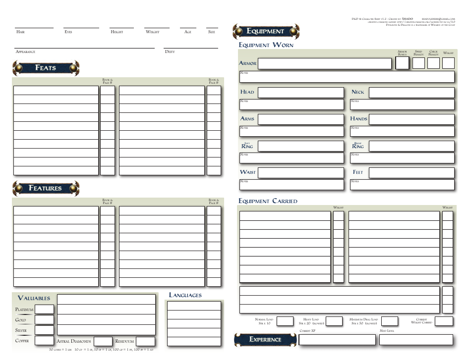 4e Dandd Character Sheet Download Printable Pdf Templateroller