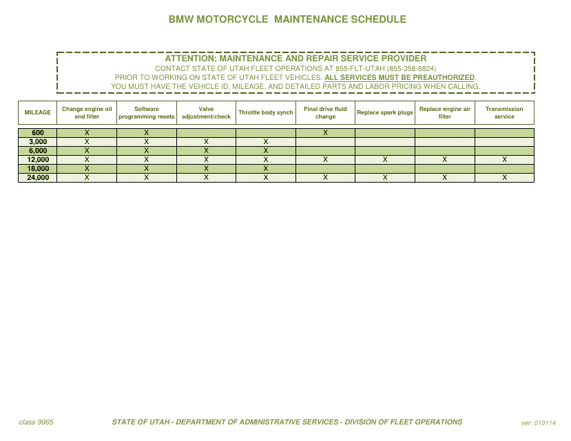 Bmw Motorcycle Maintenance Schedule - Utah