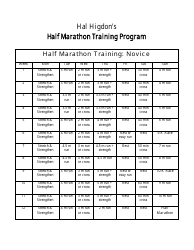 &quot;Hal Higdon's Half Marathon Training Program Schedule for Novices&quot;