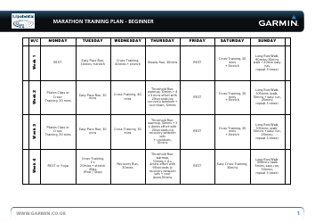 Marathon Training Plan Schedule for Beginners - Fullpotential, Garmin