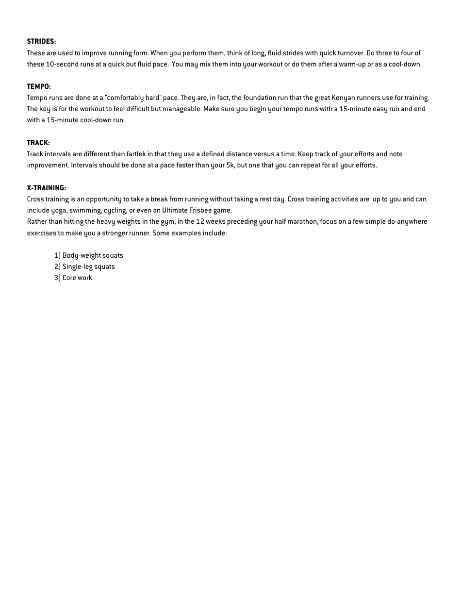 12-week Training Plan Template - Trail Half Marathon, Page 3