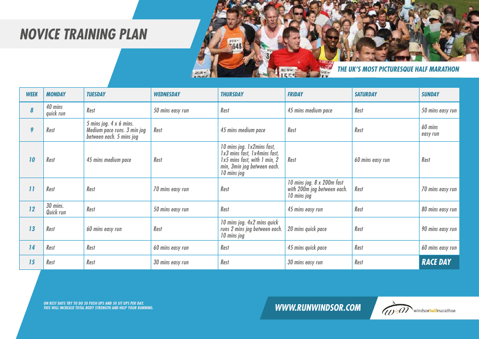 Pre Novice Marathon Training Schedule - Windsor Half Marathon, Page 3