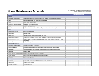 &quot;Quarterly Home Maintenance Schedule Template&quot;