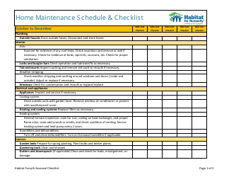 &quot;Home Maintenance Schedule &amp; Checklist Template - Habitat for Humanity&quot;
