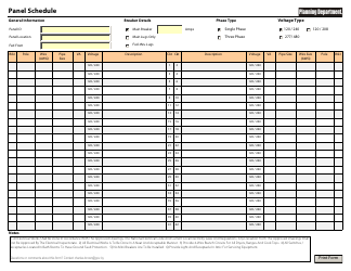 Document preview: Electrical Panel Schedule Template