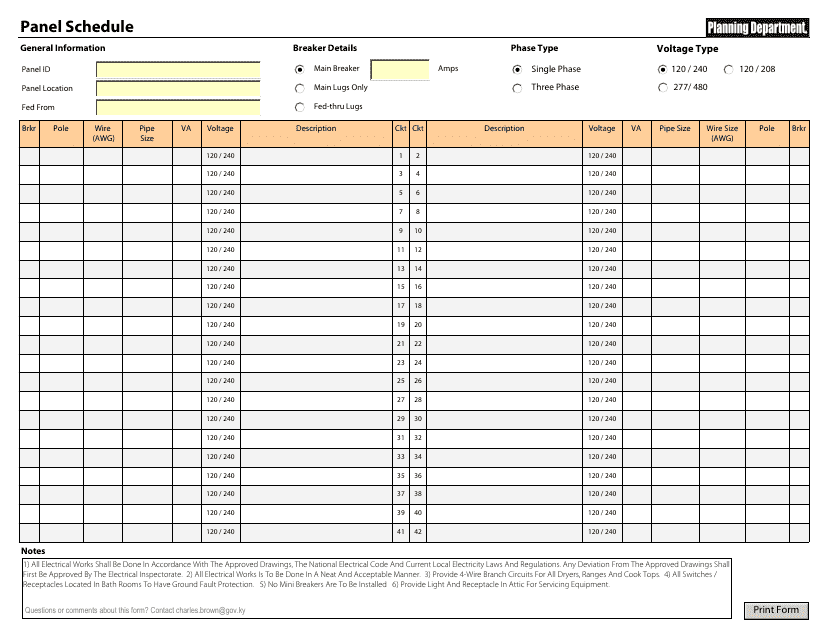 Electric Panel Schedule Template from data.templateroller.com