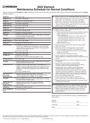 Document preview: 2004 Honda Element Maintenance Schedule